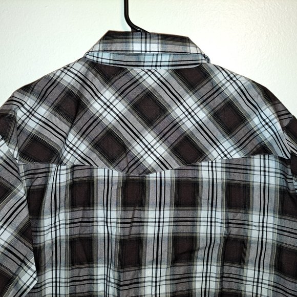 Men's Ely Cattleman Short Sleeve Plaid Western Pearl Snap Shirt XLTALL - Picture 5 of 7